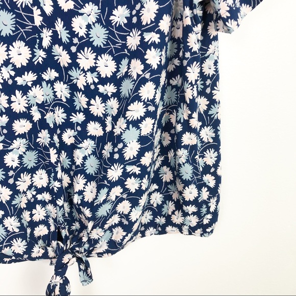 Madewell Novel Tie-Front Top in French Floral Blue - Picture 6 of 11